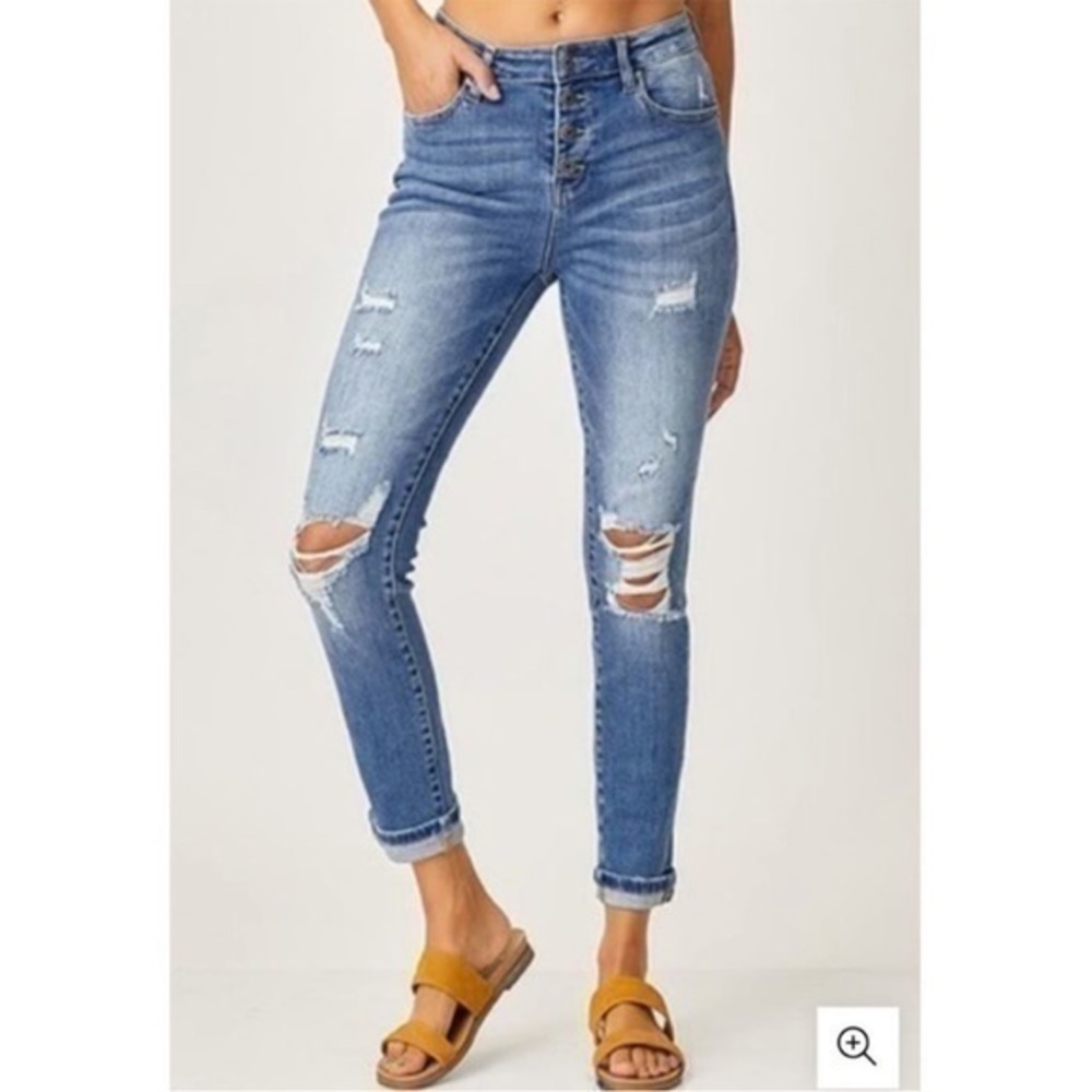 New ▶️ Risen Jeans ◀️ Button Fly Vintage Skinny Mid Rise Size 25 / 1